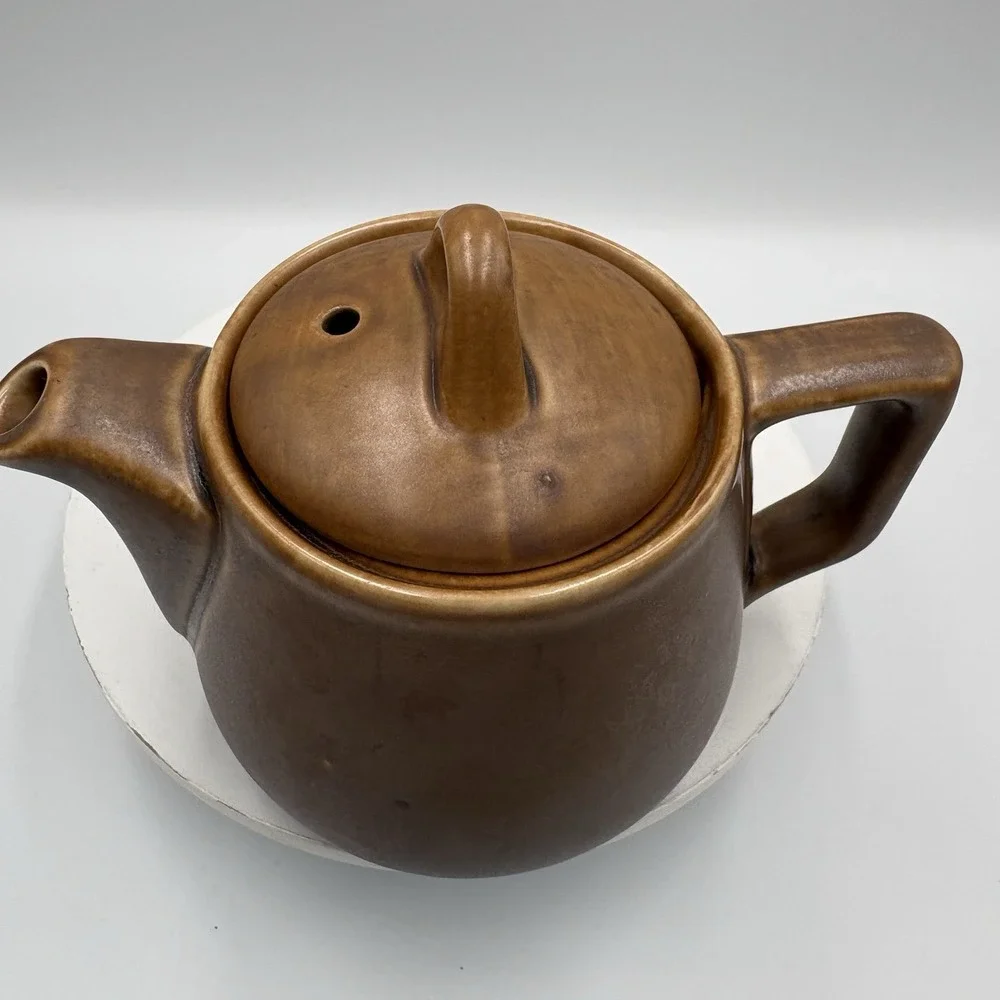 Vintage HALL Pottery One Cup Coffee Pot/Tea Pot Brown Kitchen Dining Decor